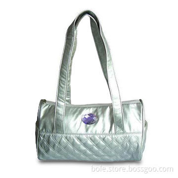 PU Cosmetic Bag with Full Quilting, Acrylic Stone for Decorations, OEM and ODM Orders are Welcome